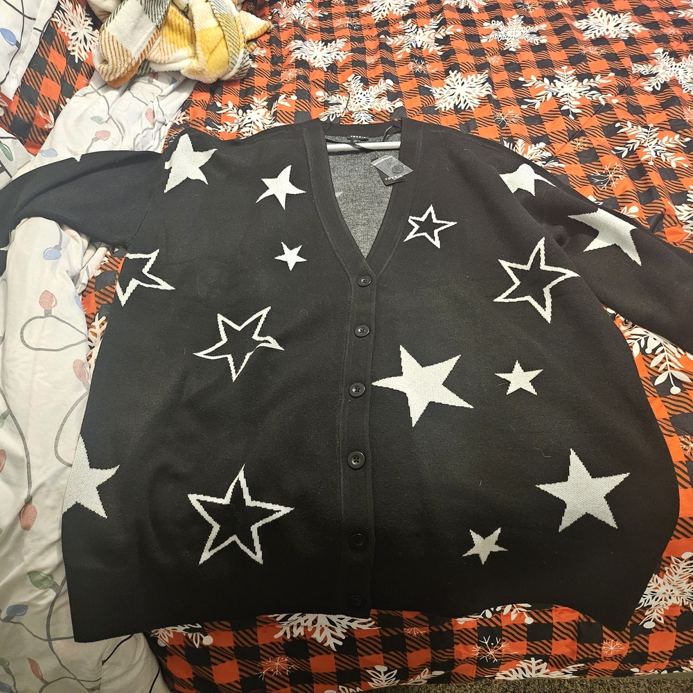 Torrid Black and White Star Cardigan